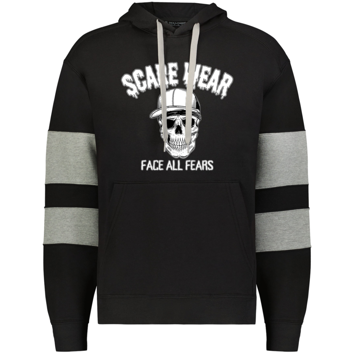 ScareWear Stripe Block Sleeves Urban Skull Hoodie