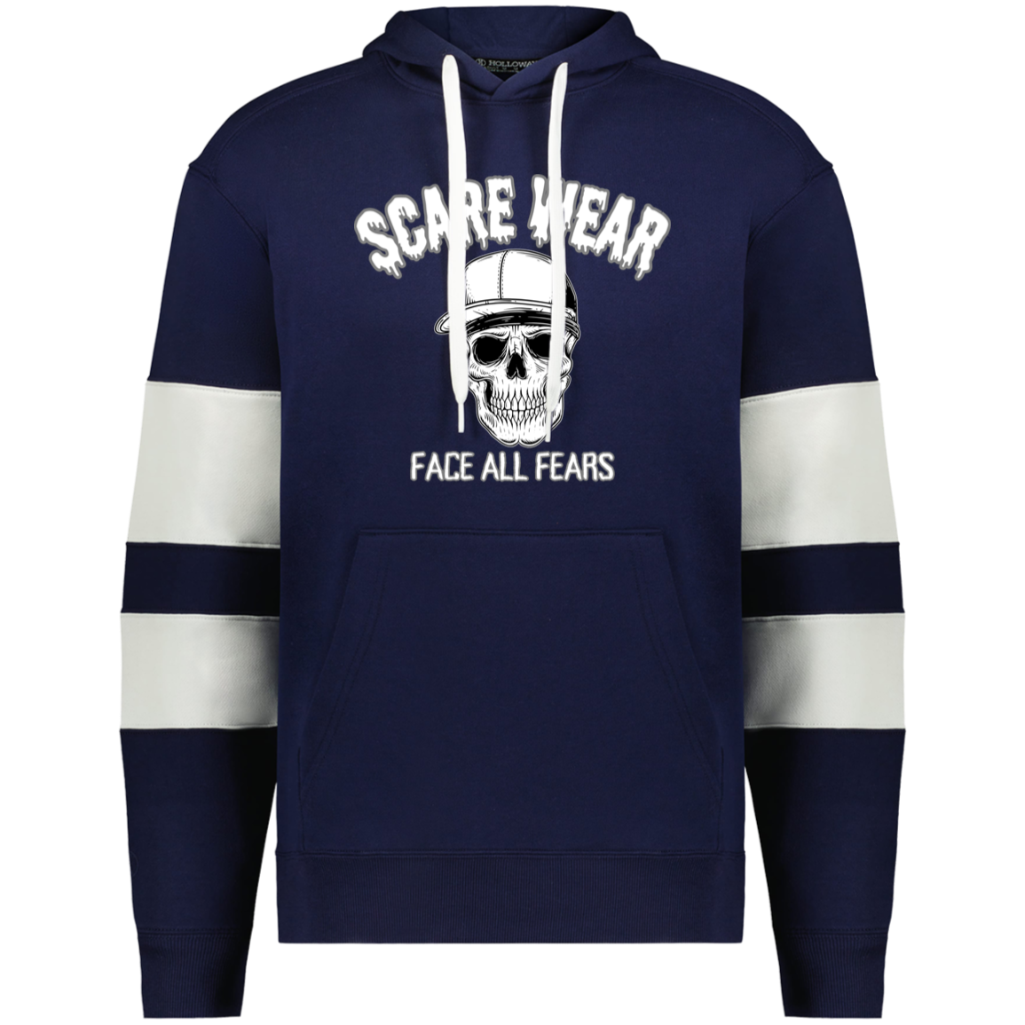 ScareWear Stripe Block Sleeves Urban Skull Hoodie