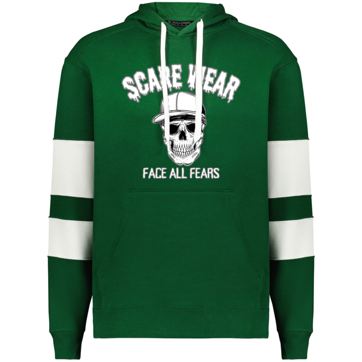 ScareWear Stripe Block Sleeves Urban Skull Hoodie